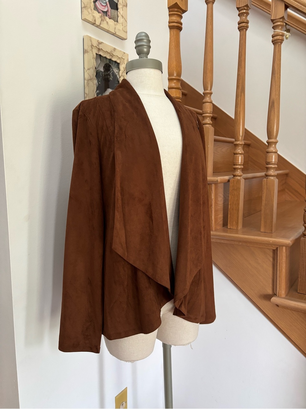89th and Madison Faux Suede Open Lightweight Jacket